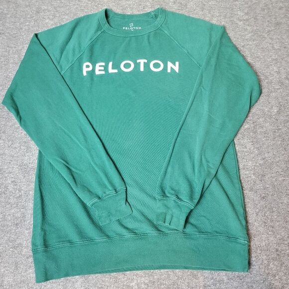 Peloton Embroidered Sweatshirt Women's Size M Green Crewneck USA Made - Picture 1 of 7